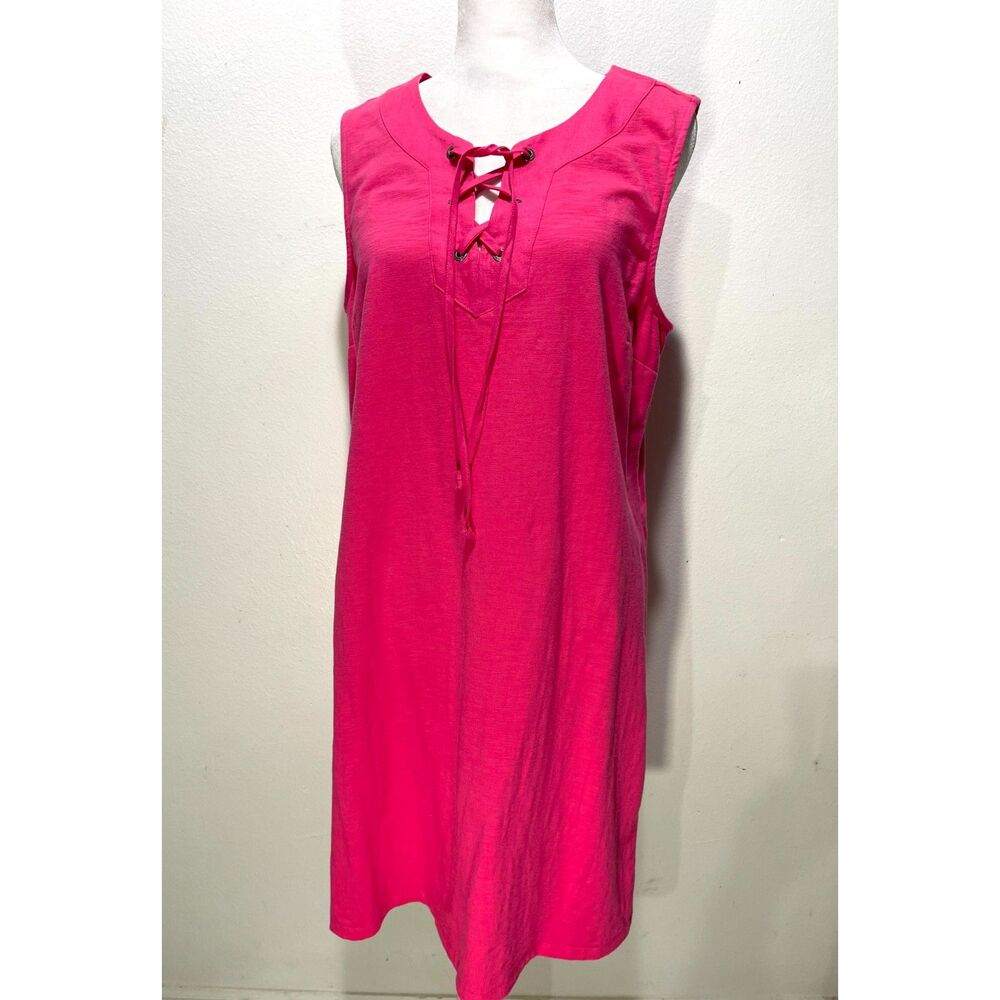 Tommy Bahama Fuchsia Lace-Up Midi Dress
